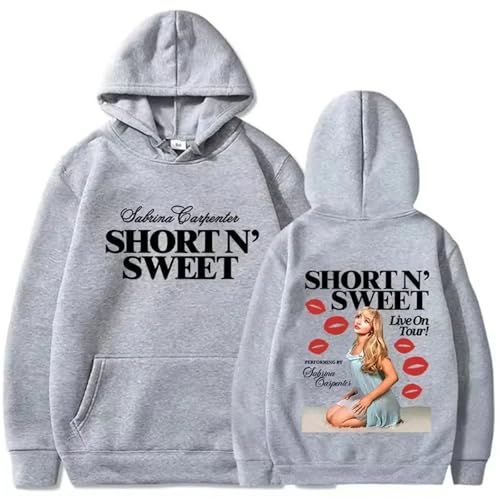 Trconk Sabrina Carpenter Merch Kapuzenpullover Herren Damen Mode Unisex Langarm Pullover Oberteil Freizeit Sweatshirt Bedruckt Oversized Hoodie XS~4XL-Grey||m von Trconk