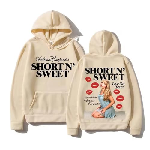 Trconk Sabrina Carpenter Merch Kapuzenpullover Herren Damen Mode Unisex Langarm Pullover Oberteil Freizeit Sweatshirt Bedruckt Oversized Hoodie XS~4XL-Khaki||l von Trconk