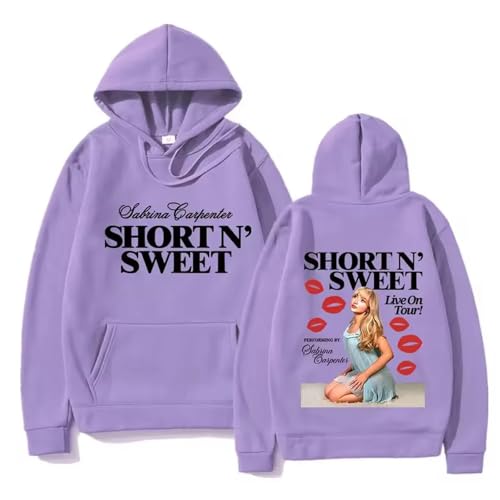Trconk Sabrina Carpenter Merch Kapuzenpullover Herren Damen Mode Unisex Langarm Pullover Oberteil Freizeit Sweatshirt Bedruckt Oversized Hoodie XS~4XL-Purple||m von Trconk