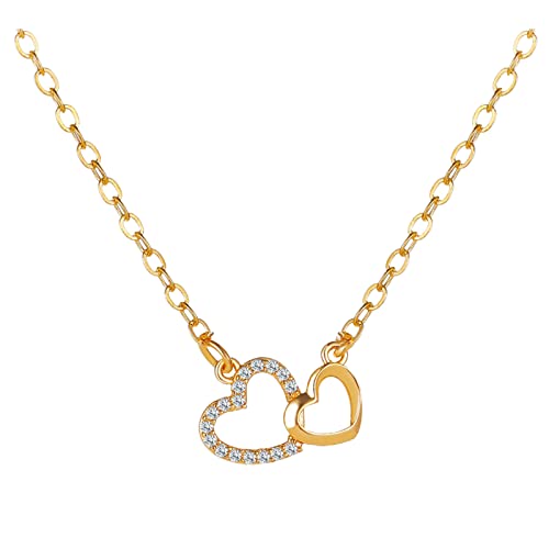 Anhängerkugel Pfirsichkette Temperament Tag Halskette Anhänger Schlüsselbein Herz Valentinstag Doppeltes Geschenk Halsketten & Anhänger Ketten Gravur Herren (d-Gold, One Size) von Treadyouth