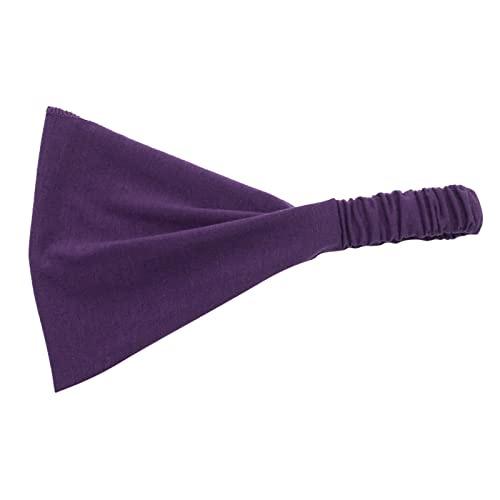 Frauen einfarbiges Stirnband elastisches Kopfwickel-Stirnband Bandana Stirnband Ohrenwärmer Herren (3-Purple, One Size) von Treadyouth