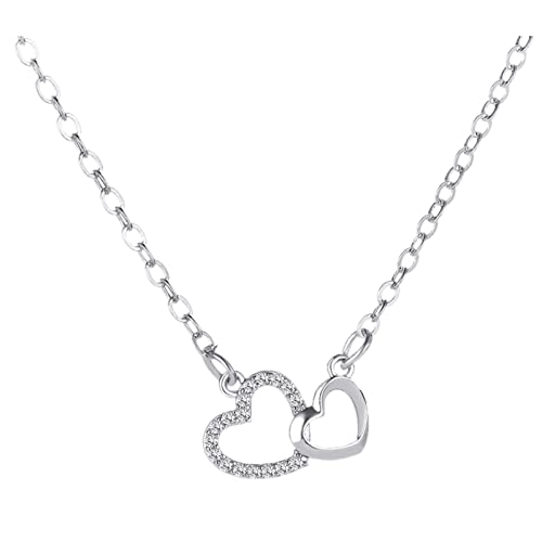 Namens Anhänger Kette Pfirsichkette Temperament Tag Halskette Anhänger Schlüsselbein Herz Valentinstag Doppeltes Geschenk Halsketten & Anhänger Halsketten Anhänger Damen (Silver-d, One Size) von Treadyouth