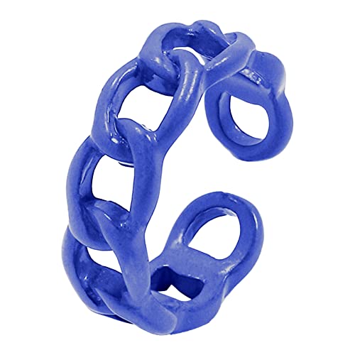 Ringe Kinderwagenkette Bunter offener Manschettenring Kreativer personalisierter kubanischer Kettenentwurf Zeigefingerring Macarone Fashion Candy Ring Schmuck Ringe Für Jungs Kinder (Blue, A) von Treadyouth