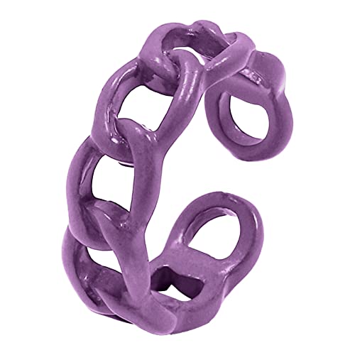 Ringe Kinderwagenkette Bunter offener Manschettenring Kreativer personalisierter kubanischer Kettenentwurf Zeigefingerring Macarone Fashion Candy Ring Schmuck Ringe Für Jungs Kinder (Purple, A) von Treadyouth