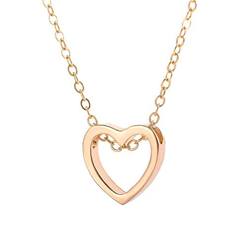 Treadyouth Alien Anhänger Halskette Halskette Valentinstag Herz Paar Schmuck Geschenk Pfirsichtag Hohle herzförmige Halsketten Anhänger Damen Ketten Edelstahl (c-Gold, One Size) von Treadyouth