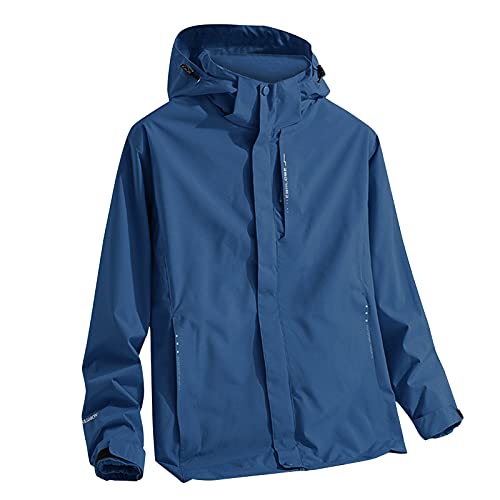 Treadyouth Baseballjacke Collegejacke Herren Herren Herbst Winter wasserdichte abnehmbare Liner-Zweiteilige Outdoor-Jacke in der Größe eines Sportlicher Baumwolljacke Dünne Jacke Herren (Blue, XL) von Treadyouth