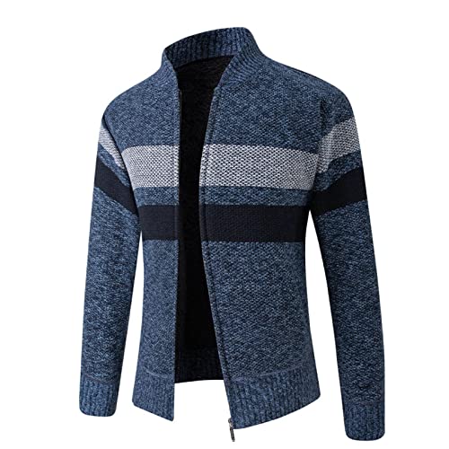 Treadyouth Cardigan-Pullover mit durchgehendem Reißverschluss für Herren, schmal geschnitten, mit Zopfmuster, Stehkragen High Herren von Treadyouth