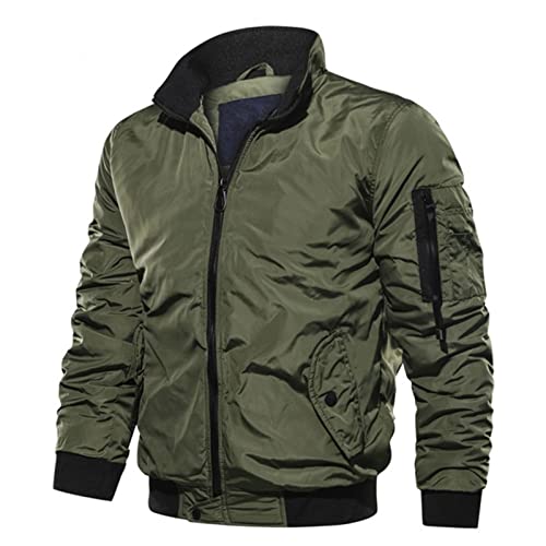 Treadyouth Herren-Herbst- und Wintermode beiläufige Taschen-Verbundjacke dicker Mantel Jacken Herren Sommer (Green, XXXXXL) von Treadyouth