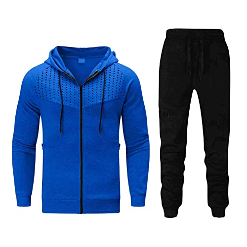 Treadyouth Herren Jogginganzug Fussball Trainingsanzug Herren Herbst und Winter Top Hosenanzug Sport und Freizeit Polka Dot Pullover und Hosenanzug mit Kapuze Jogginghose Hoodie Sporthose von Treadyouth