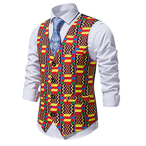 Treadyouth Herren Sonstige Jacke Steppweste Männer Party Weste Grafik Einreiher Hochzeit Gedruckt Kleid Weste Mode Casual Weste Knopf Weste Top ärmellose Jacke Herren von Treadyouth