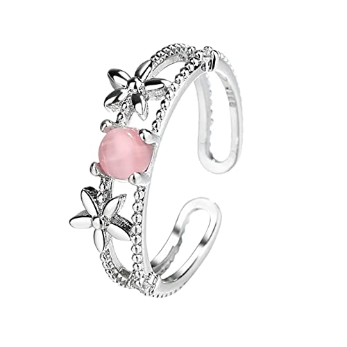 Treadyouth Keramik Ringe Partner AN Meine Tochter Kristall Rosa Opal Schmuck Online Versilberung Damenschmuck Online Ring Messingringe Für Frauen Und Mädchen Ringe Und Ösen (Silver, One Size) von Treadyouth