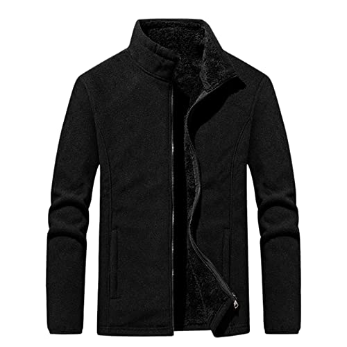 Treadyouth Outdoor Fleecejacke Herren Herbst und Winter Lose Mode Lässig Solide Fleece Pullover Top Bottoming Shirt Warme Jacke Gefüttert mit Kapuze (Black, XXXXXL) von Treadyouth