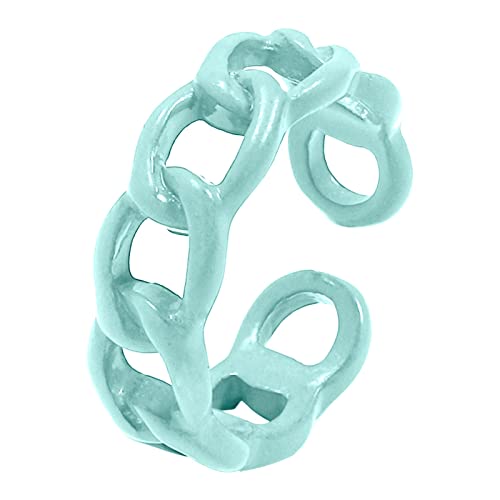 Treadyouth Ringe Kinderwagenkette Bunter offener Manschettenring Kreativer personalisierter kubanischer Kettenentwurf Zeigefingerring Macarone Fashion Candy Ring Schmuck Ringe Für Jungs Kinder (B, A) von Treadyouth