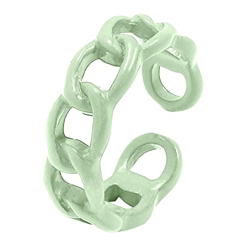 Treadyouth Ringe Kinderwagenkette Bunter offener Manschettenring Kreativer personalisierter kubanischer Kettenentwurf Zeigefingerring Macarone Fashion Candy Ring Schmuck Ringe Für Jungs Kinder (D, A) von Treadyouth