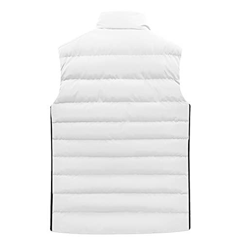 Treadyouth Steppweste Herren Herren Herbst- und Winter warme Mäntel Weste Festfarbe Ärmellose Weste mit Kapuze mit Reißverschluss Weste Outdoor Weste Herren (0927QDEA-White, L) von Treadyouth