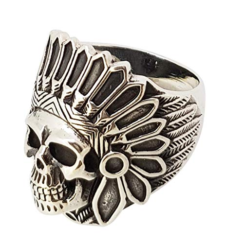 Chunky 925 Sterling Silber Gothic Ring American Indian Chief Skull Biker Ring Chunky 925 Sterling Silber Gothic Ring American Indian Chief Skull Biker Ring von Treasure Bay