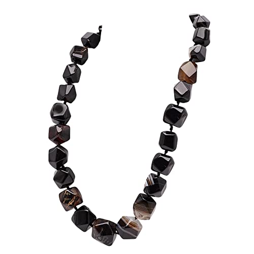 Handgefertigte Edelstein-Perlenkette für Frauen | Auffällige Schwarze Achat-Edelstein-Halskette von Treasure Bay