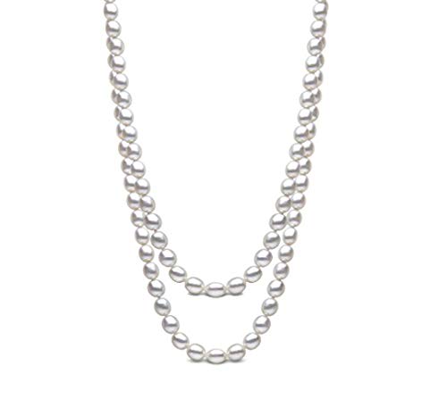 Lange Perlenkette für Damen | Elegante und klassische 7-8mm weiße Süßwasserperlenkette für Frauen - Mehrschichtige Perlenkette 120cm Lange Perlenkette für Damen | Elegante und klassische 7-8mm weiße Süßwasserperlenkette für Frauen - Mehrschichtige Perlenkette 120cm von Treasure Bay