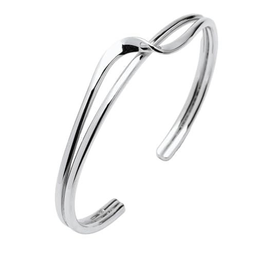 Treasure Bay 925 Sterling Armreif aus massivem 925 Silber Verdrehter Stil für Damen (Silber, Einheitsgröße) von Treasure Bay