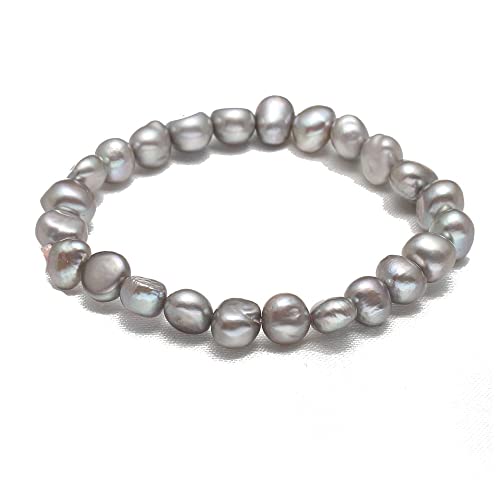 Treasure Bay Atemberaubendes 7–8 mm barockes Süßwasserperlen-Armband für Damen und Mädchen, 7 8 inch, Süßwasserperlen, Perle von Treasure Bay