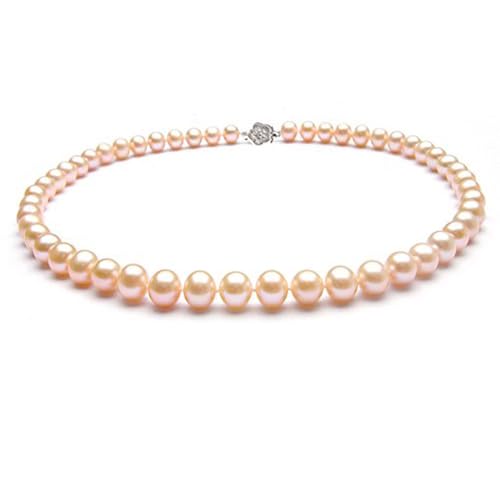 Treasure Bay Damen-Perlenkette | Klassische 8-9 mm rosa Süßwasserperlen-Halskette für Damen und Mädchen – präsentiert in einer schönen Schmuck-Geschenkbox, Perle, Perle von Treasure Bay