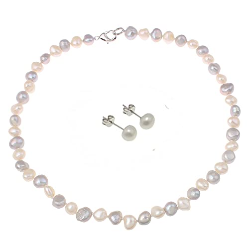 Treasure Bay Elegantes Barock-Süßwasserperlen-Schmuck-Set mit Halskette und Ohrringen, Damen-Perlenkette, Perle, Perle von Treasure Bay