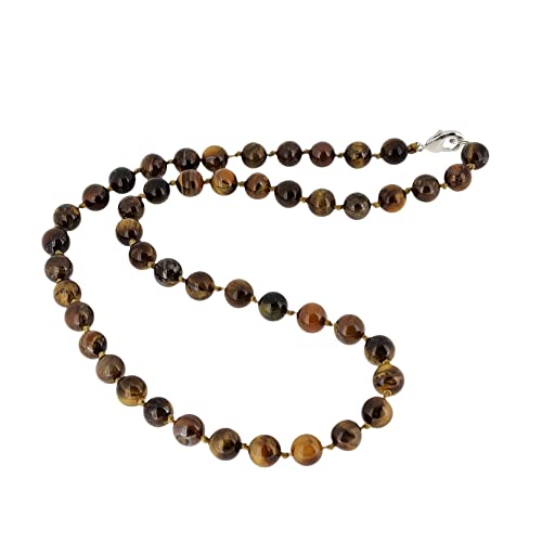 Treasure Bay Handgefertigte Edelstein-Halskette für Damen, 8 mm, natürlicher Rosenquarz, Tigerauge, Aquamarin, Achat-Halskette für Frauen und Mädchen, Edelstein, Quarz Treasure Bay Handgefertigte Edelstein-Halskette für Damen, 8 mm, natürlicher Rosenquarz, Tigerauge, Aquamarin, Achat-Halskette für Frauen und Mädchen, Edelstein, Quarz von Treasure Bay