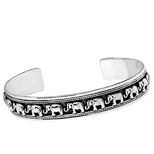 Treasure Bay Herren atemberaubende Elefant Sterling Silber Armreif 10mm von Treasure Bay