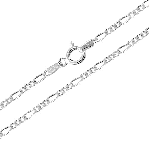 Treasure Bay Herren und Damen Figaro-Silberkette – 2 mm Breite – 925 Sterling Silber Halskette – Diamantschliff – Längen 40–60 cm (60 Cm) von Treasure Bay