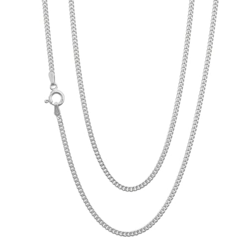 Treasure Bay Herren und Damen Silberkette – 925 Sterling Silber 2 mm Panzer-, Kubanische- und Ankerkette – Längen 40–60 cm (60 Cm) von Treasure Bay
