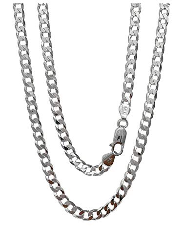 Treasure Bay Italienische Silber-Panzerkette für Damen und Herren, 6,2 mm, massives 925er-Sterlingsilber, kubanische Gliederkette, Sterling Silber (40 Cm) von Treasure Bay