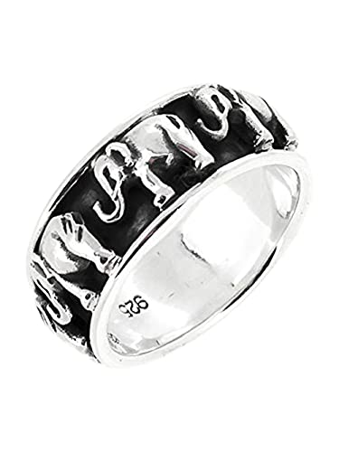 Treasure Bay Ring für Herren und Damen, 11 mm, 925er-Sterlingsilber, Elefanten-Design, erhältlich in den Größen 57,5 bis 78,5, Sterling Silber Treasure Bay Ring für Herren und Damen, 11 mm, 925er-Sterlingsilber, Elefanten-Design, erhältlich in den Größen 57,5 bis 78,5, Sterling Silber von Treasure Bay