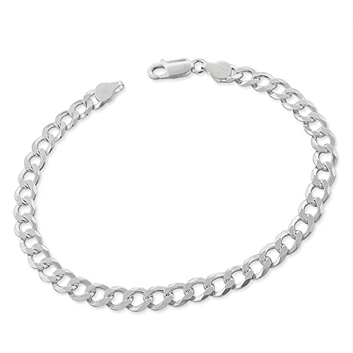 TreasureBay Panzerkettenarmband aus italienischem Silber für Damen und Herren, 6,2 mm massives 925er-Sterlingsilber, kubanische Gliederkettenarmband (21), Aus Sterlingsilber von Treasure Bay