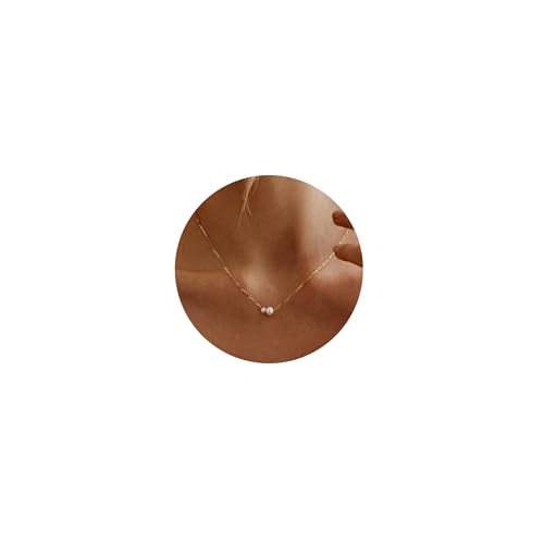 Treasure Bender Goldene Perlenketten für Frauen, trendige 14 Karat vergoldete zierliche Halskette, einfacher Perlentropfen, einzelner Charm-Anhänger, Halskette, Damenschmuck, beste Freundin Treasure Bender Goldene Perlenketten für Frauen, trendige 14 Karat vergoldete zierliche Halskette, einfacher Perlentropfen, einzelner Charm-Anhänger, Halskette, Damenschmuck, beste Freundin von Treasure Bender