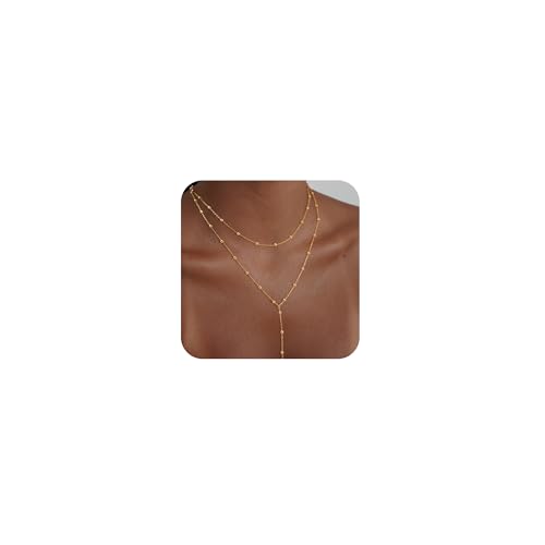Treasure Bender Lariat Gold-Halskette für Damen, zierliche, lange 14 Karat vergoldete Y-förmige Körperkette, Choker-Halskette, trendiger nicht anlaufender Anhänger, einfache mehrlagige Halsketten Treasure Bender Lariat Gold-Halskette für Damen, zierliche, lange 14 Karat vergoldete Y-förmige Körperkette, Choker-Halskette, trendiger nicht anlaufender Anhänger, einfache mehrlagige Halsketten von Treasure Bender