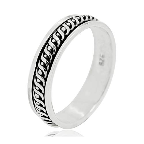 TreasureBay Damen-Ring, 5 mm, 925er-Sterlingsilber, Spinnring, Meditation, Stressabbau, Ringgröße 5 mm, 50 mm, 50 mm, 55 mm, Sterling Silber, einfach von TreasureBay