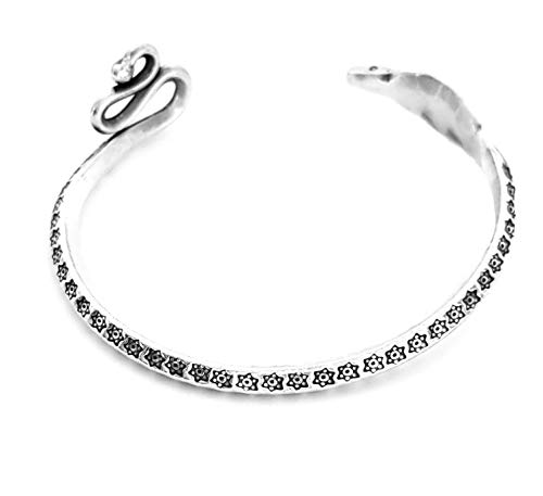 Damen Silber Armreif Armreif aus massivem 925 Sterling Silber Cobra Schlangen-Details, Einheitsgröße, Silber von Treasure Bay