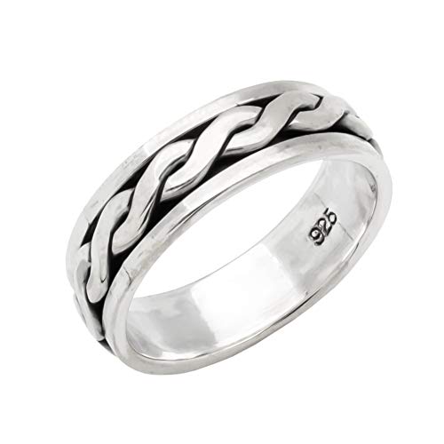 Ring für Damen und Herren, 6,5 mm, keltischer Knoten, geflochten, 925er Sterlingsilber, zum Stressabbau, Größe 55, 52, 55, 65, 5, 6, 6, 5, 6, 5, 6, 6, 6, 6, 6, 5, 6, 5, 6, 6, 5, 6, von TreasureBay