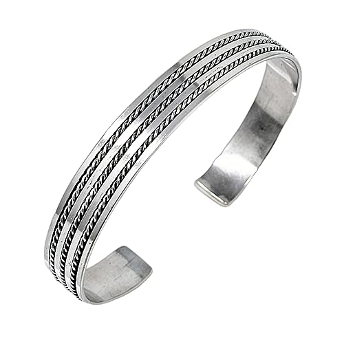 Treasure Bay 9 mm massiver Armreif für Herren und Damen, 925er Sterlingsilber, Einheitsgröße, Silber von Treasure Bay