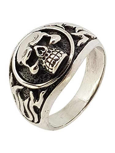 TreasureBay 925 Sterling Silber Band, Chunky Biker Skull Polierter Ring, Silber Ring für Herren, Sterling Silber von TreasureBay