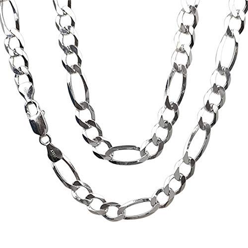 TreasureBay Figarokette aus massivem 925er Sterlingsilber, 8 mm, erhältlich in 50 cm und 55 cm – Herren-Silberkette, von TreasureBay