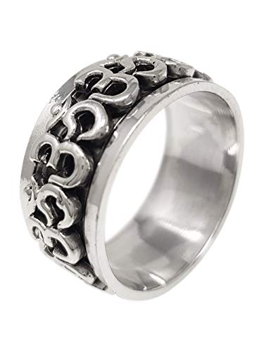 Treasure Bay Ring aus 925er-Sterlingsilber, drehbar, Aum Ohm, für Damen und Herren, 11 mm, Sterling Silber von Treasure Bay