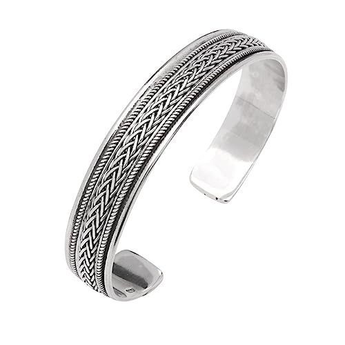 TreasureBay Armreif für Damen und Herren, massives 925er Sterlingsilber, 10 mm, Silberarmband für Herren, Silber von TreasureBay