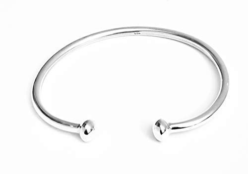 TreasureBay Damen Massiver 925 Sterling Silber Bar Armreif Armband Torque Silber Armreif von Treasure Bay