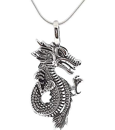 Treasure Bay Detailliert 925 Sterling Silber Drachen Anhänger an Kette Halskette Herren Damen Anhänger Halskette, Sterling Silber von Treasure Bay