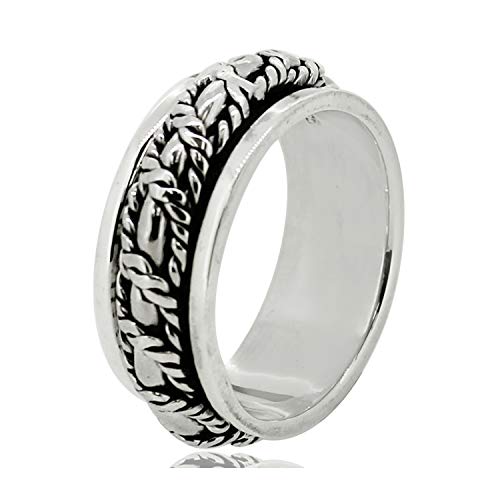 TreasureBay Herren-Ring, 9 mm breit, keltischer Knoten, 925er Sterlingsilber, Stressabbau, Sterling Silber von TreasureBay