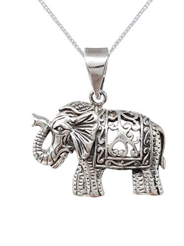 TreasureBay Elefant Silber Anhänger Halskette an Kette, Anhänger Halskette für Damen und Herren, Sterling-Silber von Treasure Bay