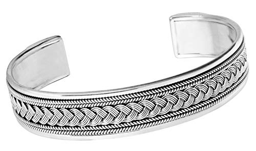 TreasureBay Iconic Solid Sterling Armreif Armbänder Silver Armreif Solid für Herren (Silber) von TreasureBay