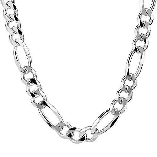 Herren Silberkette Halskette | 8mm Figaro 925 Sterling Silberkette italienische Herrenkette - 48cm von Treasure Bay
