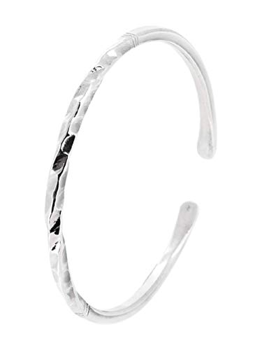 Treasure Bay Damen Silber Armreif Armband Klassisch gedreht gehämmert 925 Sterling Silber, 19,5 cm, Silber von Treasure Bay